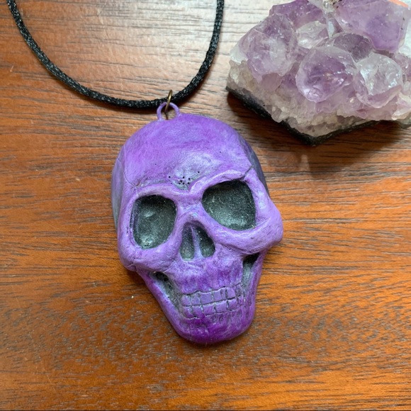 SALE! πNEW! Large Clay Skull Pendant Necklace π